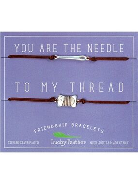 Lucky Feather 'You Are The Needle To My Thread' Friendship Bracelet Set - Brown
